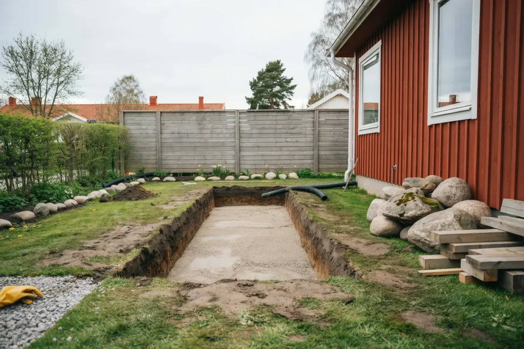 g r tomten redo f r pool attefallshus eller uterum markarbeten som l nar sig fr n start